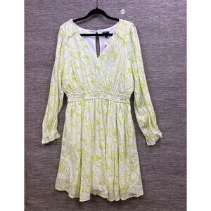 Torrid Gauze Skater Dress Womens Size 1X Floral Yellow Wide Waist Boho NEW